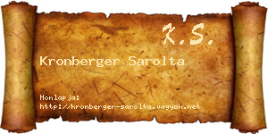 Kronberger Sarolta névjegykártya